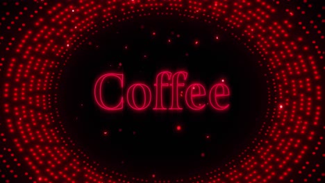 animation of coffee text over flashing red light pattern