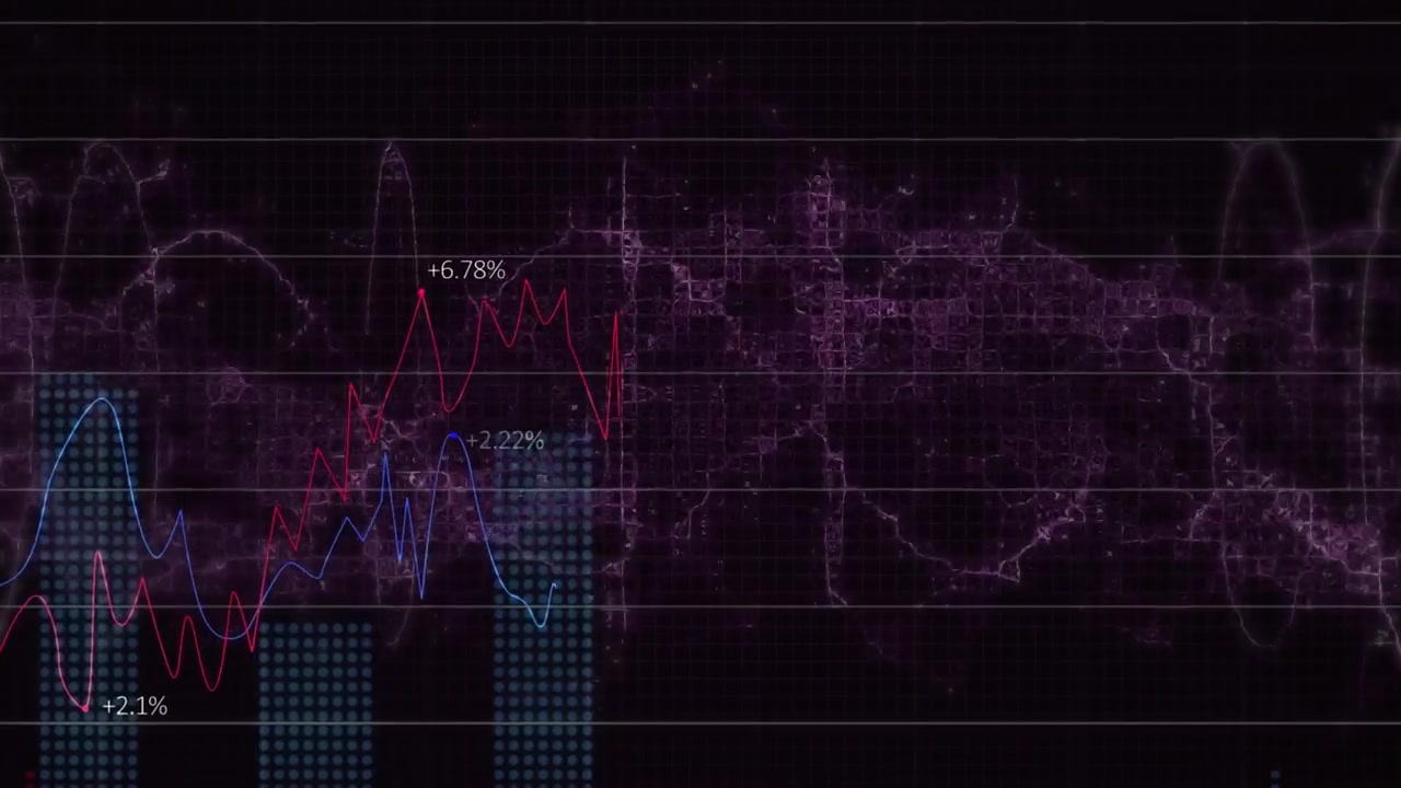 Animation of graphs and data processing over flag of france on black background