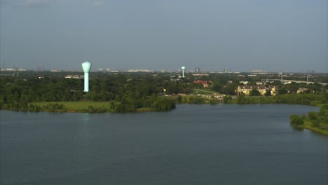 aerial view of brays bayou in west houston, texas