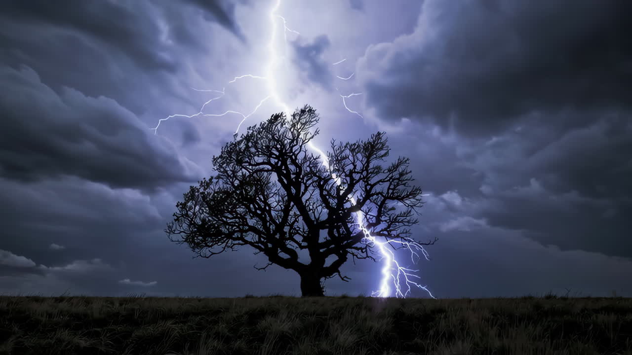 Stormy Night with a Lone Tree