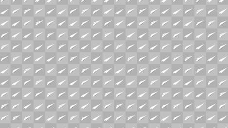 handmade paper plane collection. loop animation of flowing white paper plane on gray background. business connection concept. origami airplane flying.