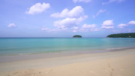 summer beautiful beach with clear blue sky and clouds over sea,amazing beach sand turquoise sea on paradise in tropical island,business travel and open season travel tour concept