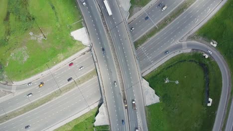 aerial view of a complex highway intersection