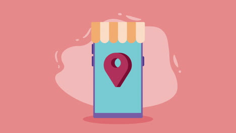 aplicación móvil que muestra la ubicación y la tienda
