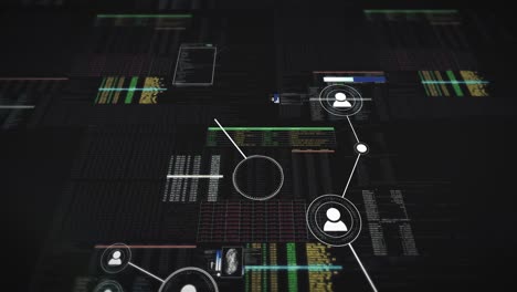 conexión de redes de personas, piratería y conexiones sociales - animación de red digital de vuelo - bucle de repetición sin fisuras