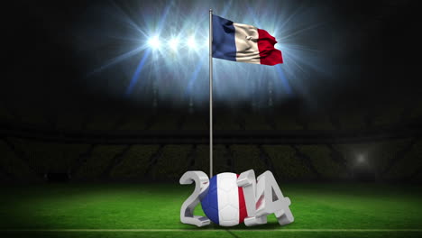 Bandera-Nacional-De-Francia-Ondeando-En-El-Campo-De-Fútbol-Con-Mensaje