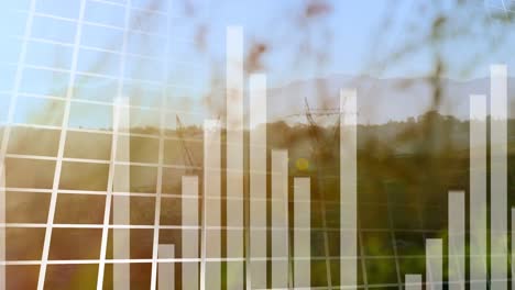 animación del gráfico financiero sobre el paisaje