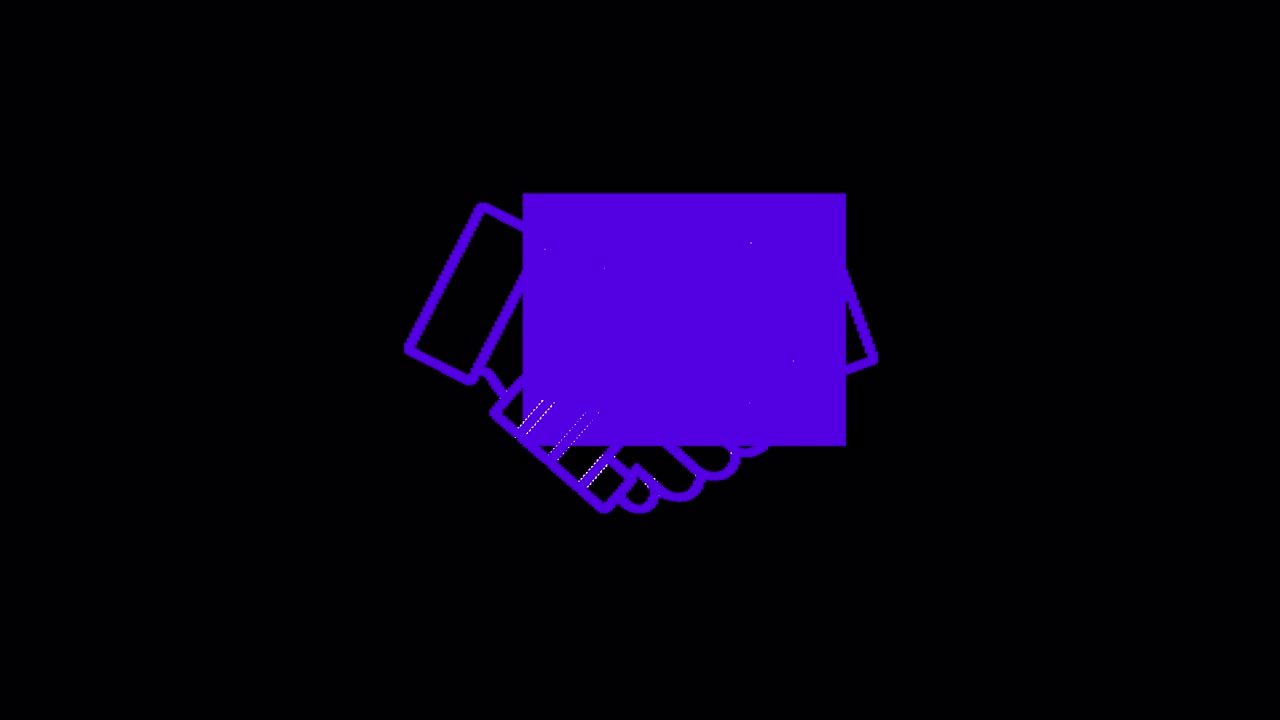 Animated Handshake Icon on Black Background