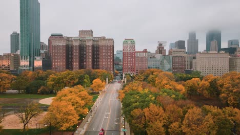 chicago millennium park panning aerial shot