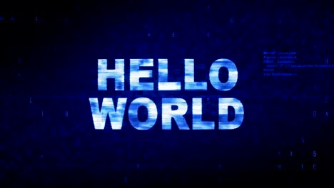 hola mundo texto ruido digital sacudida glitch distorsión efecto error animación