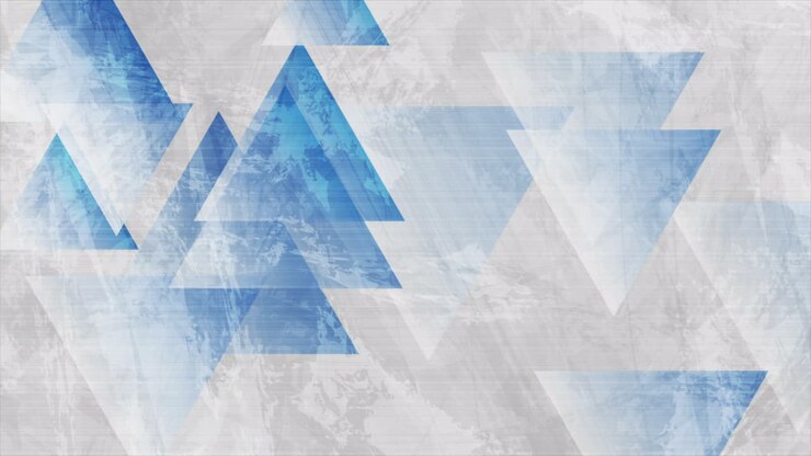 Blue and grey grunge triangles abstract motion background