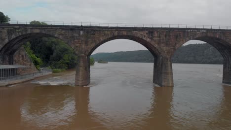 side profile or historic train bridge in lancaster, pennsylvania - cold color grading