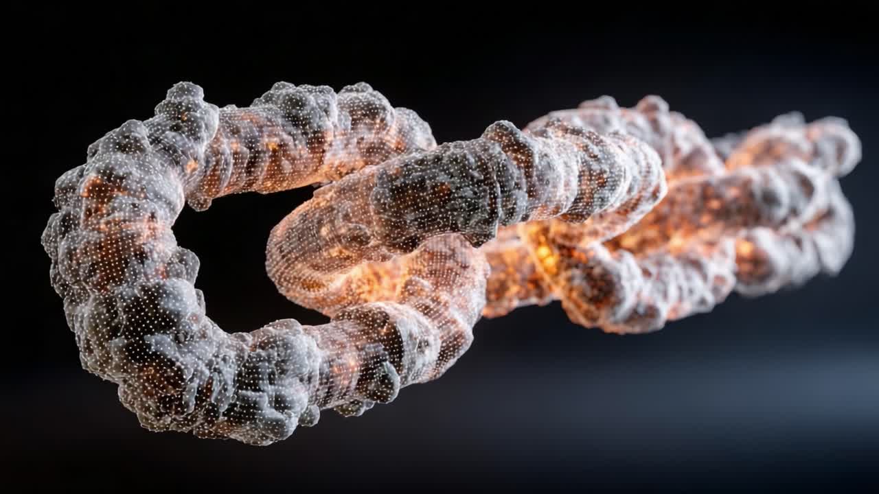 A Stunning Visualization of an Interconnected Chain from a Dynamic Perspective, Showcasing the Intricate Details and Illuminating Effects of Modern 3D Rendering Techniques