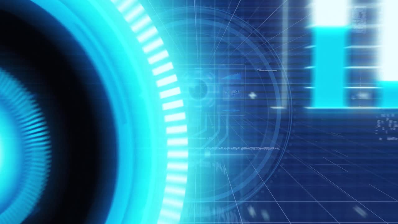 testo di sicurezza informatica su scanner rotondo e interfaccia con elaborazione dei dati su sfondo nero