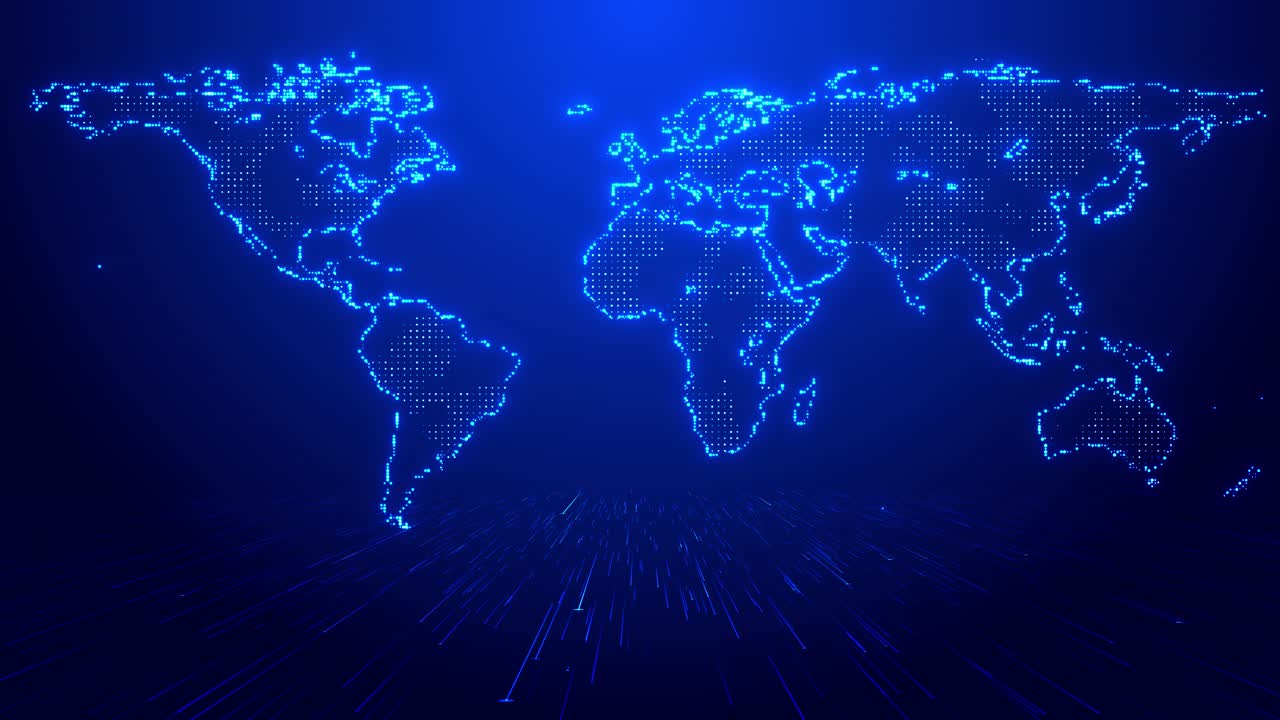 Global earth rotating digital world earth globe rotating plexus particles space global digital