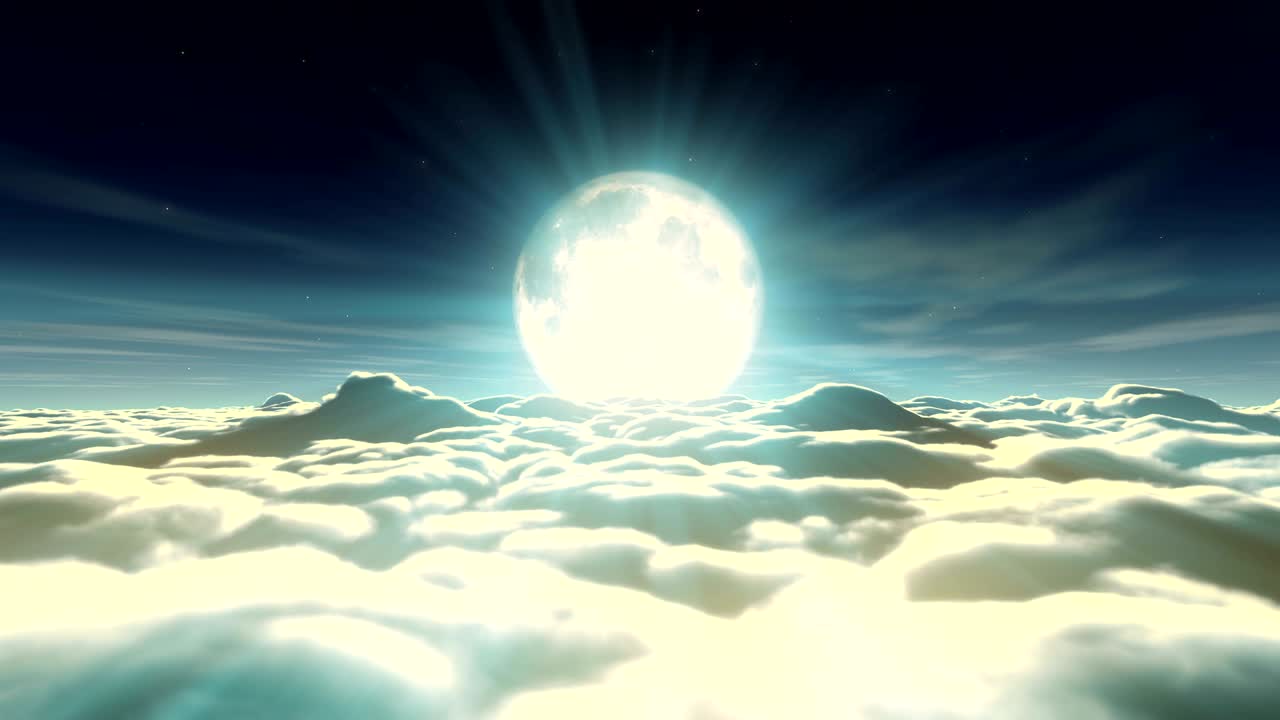 구름과 달에서 날아가는 꿈 4k