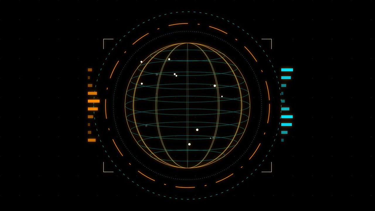 Digital Globe HUD Interface with Rotating Data Points