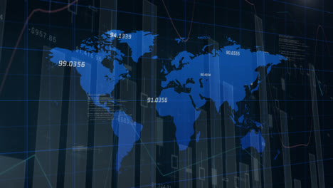 animation of financial data processing over black background