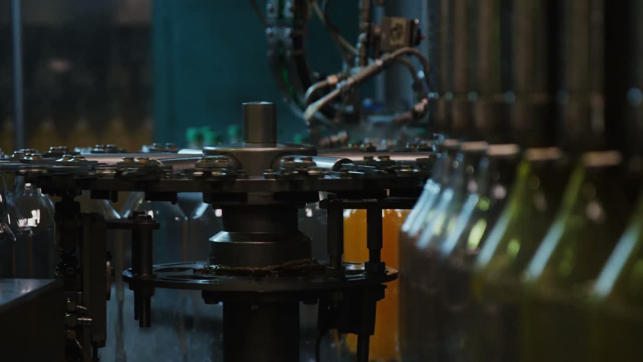 Bottles moving in production line