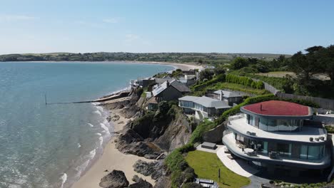 beautiful large houses overlooking beach at abersoch, wales uk aerial