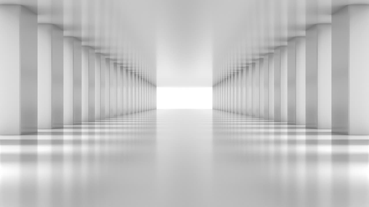 White Polygon Blocks Hall Zoom in.