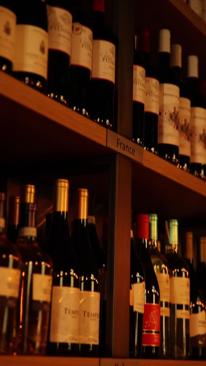 Wine bottles on shelves