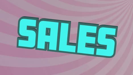 animation of sales text in white letters on colourful background