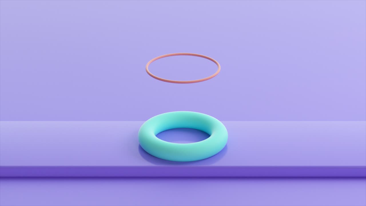 esfera de vidrio iridescente con anillos sobre un fondo púrpura