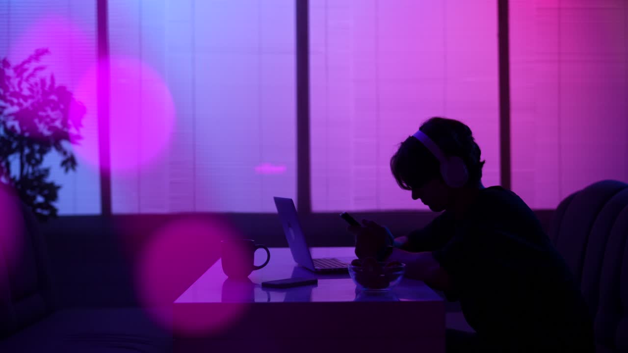 Person Studying at Night