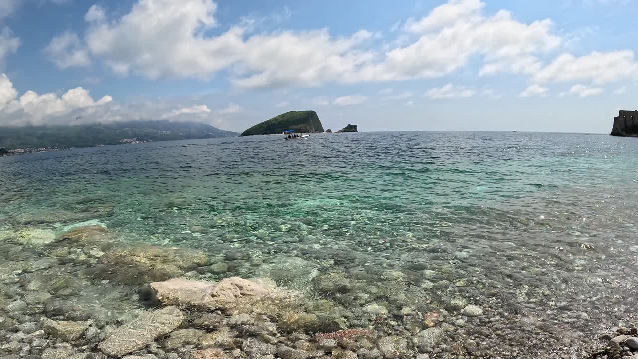 Scenic View of Budva Old Town Montenegro with Bay Waters and Historic Stone Buildings