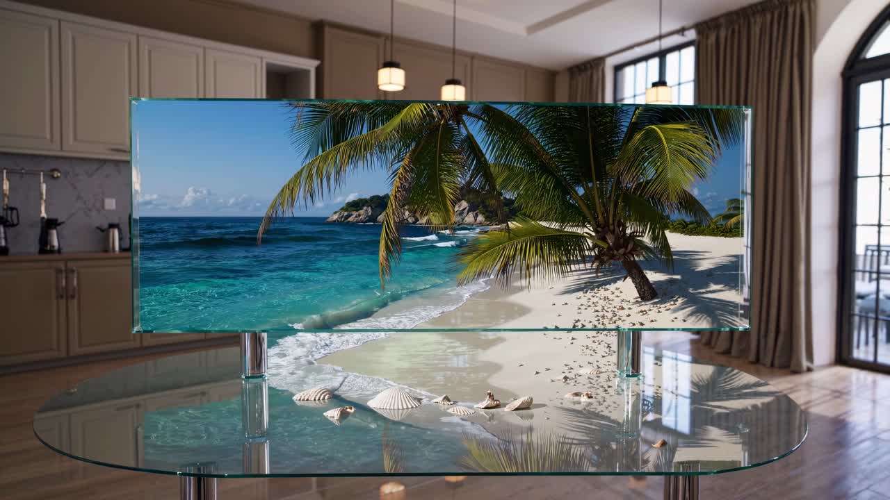 Ocean and Tropical Beach Views in a Modern Kitchen