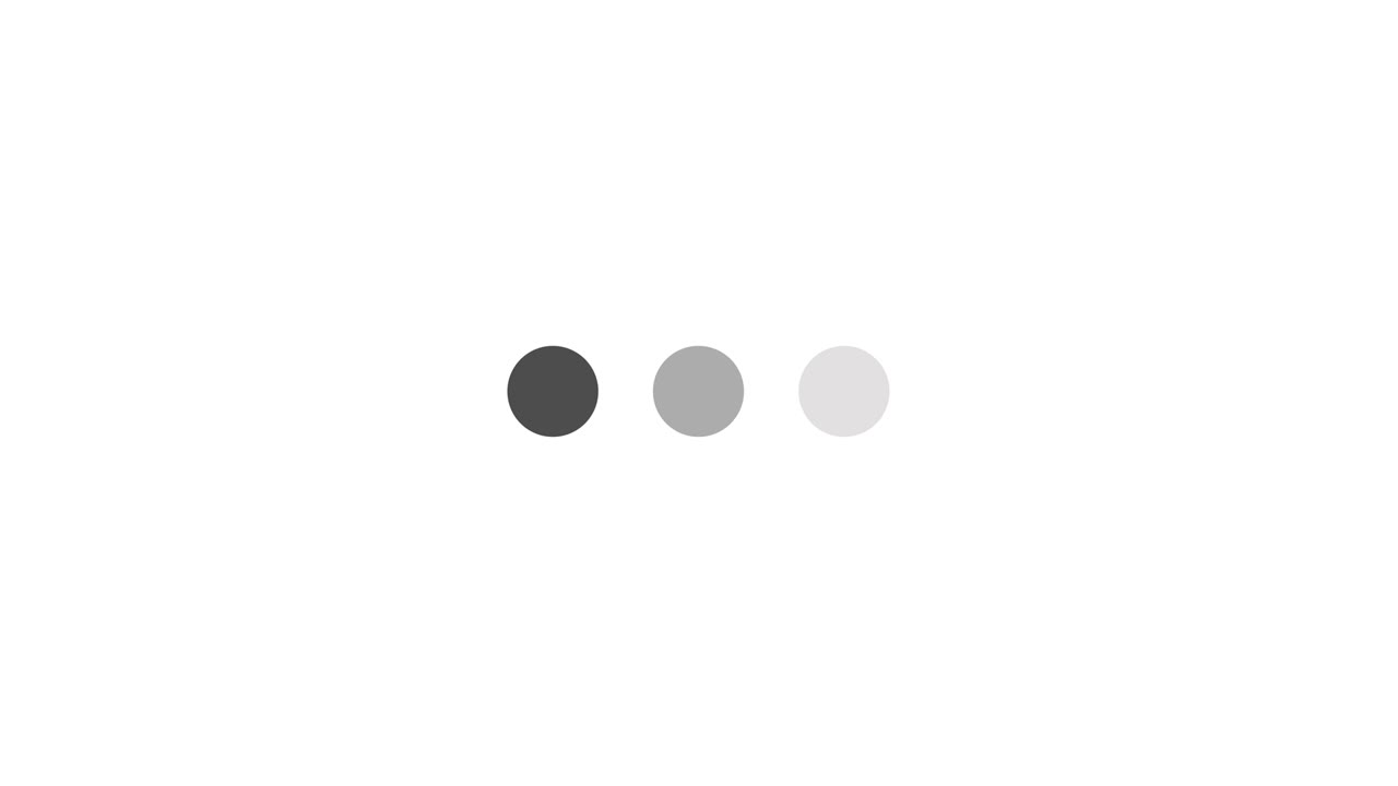 Looped animation of slow bouncing of three circles dots on a white background. Loading internet wait.