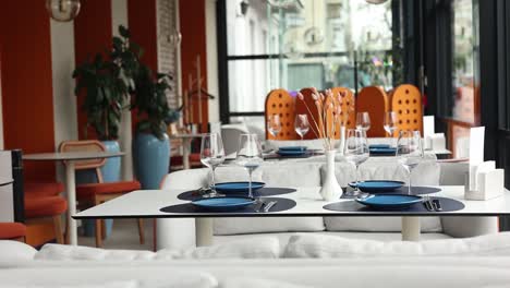 modern restaurant interior with empty table