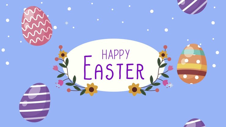 happy easter lettering with eggs painted pattern