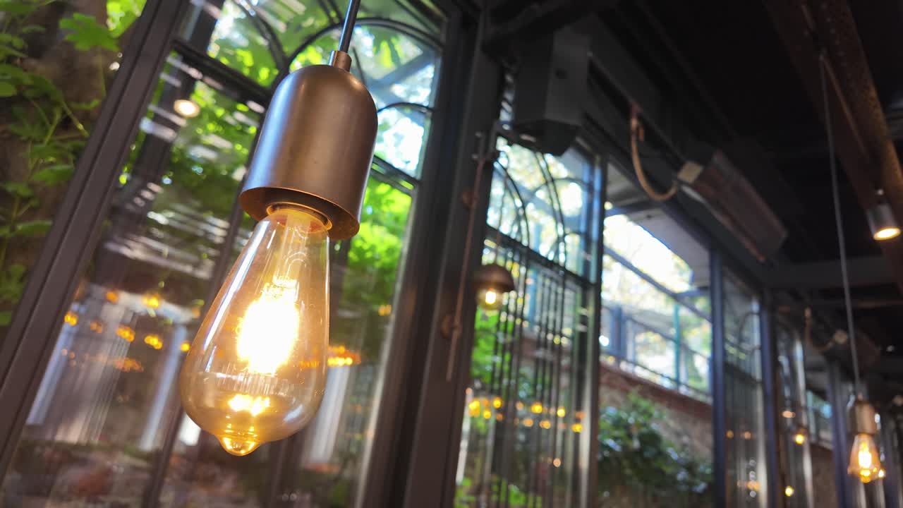 Vintage Light Bulbs in a Cafe