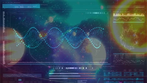 composición científica: el universo combinado con el adn animado.