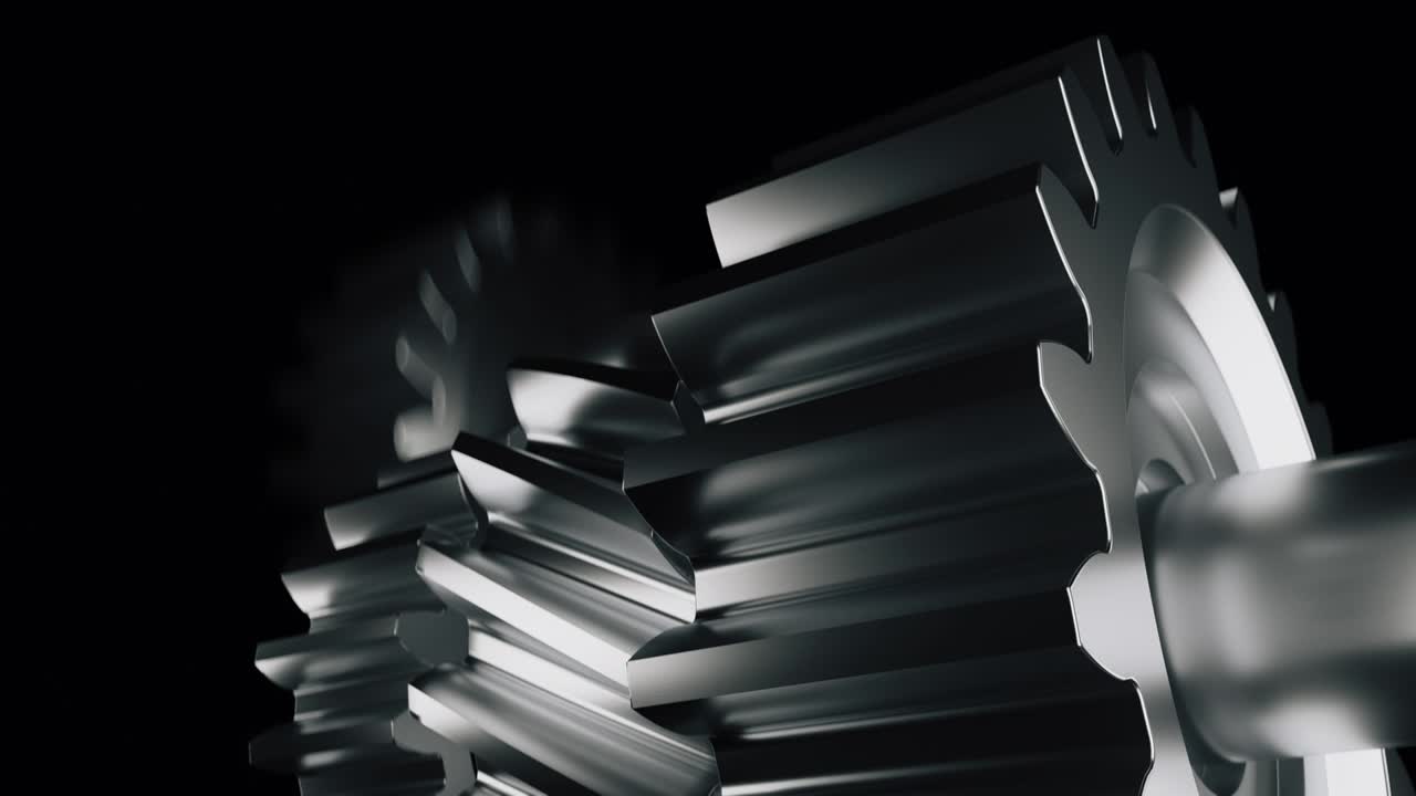 Cogwheel system rotating, mechanisms, gears, car parts, metal, engineering