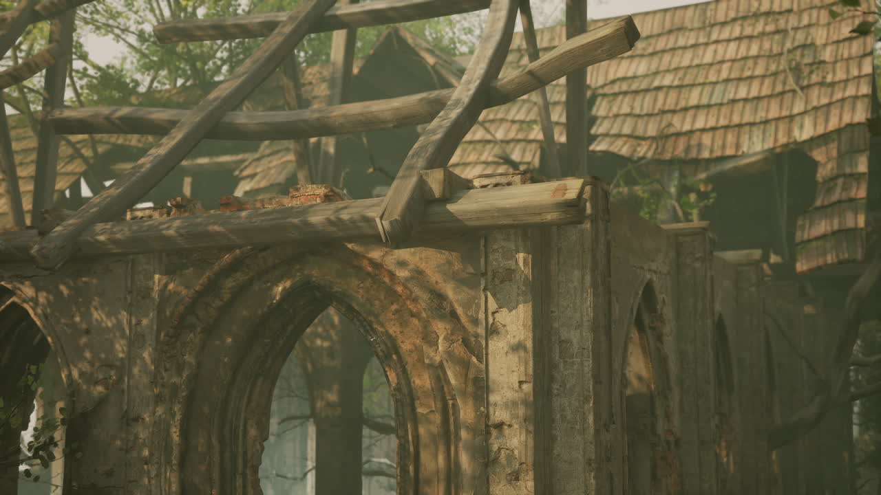 Wooden structure in forest