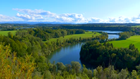 loop of the lech river near epfach, bavaria, germany