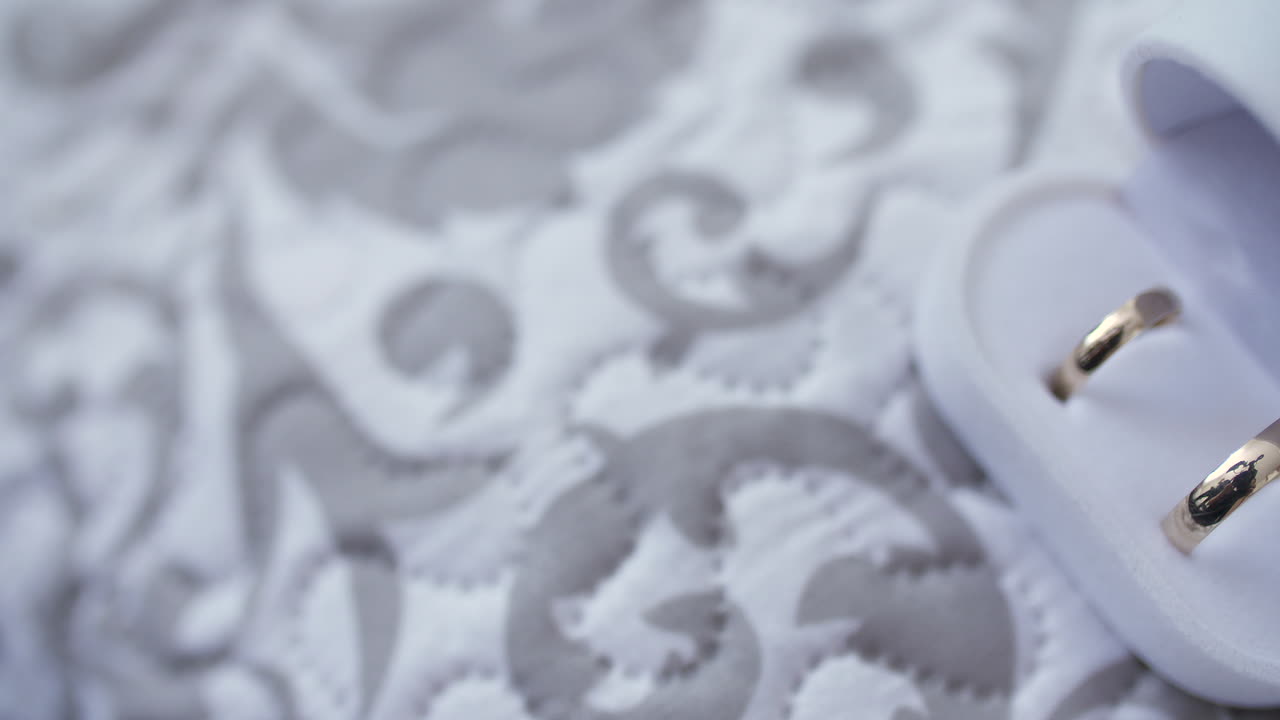 Elegant Gold Wedding Rings in a White Box