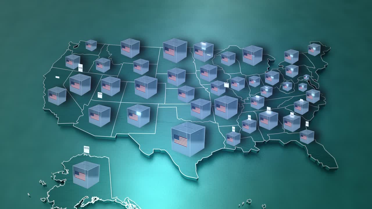 United States Presidental Election. Usa Map and vote animation (loopable)