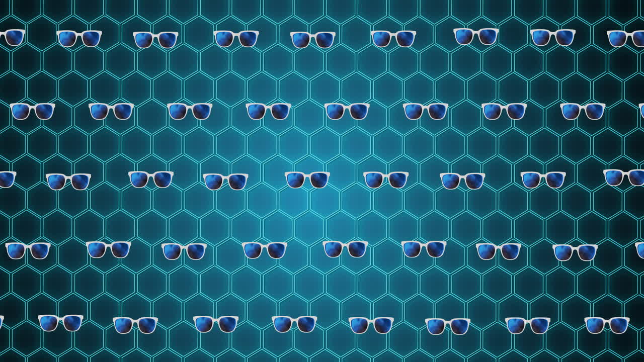 animación de vasos sobre un fondo hexagonal verde