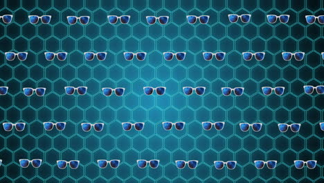 animación de vasos sobre un fondo hexagonal verde