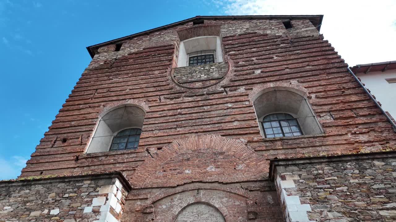 Ancient Brick Building Facade