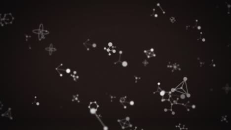 animation of molecules moving over black background