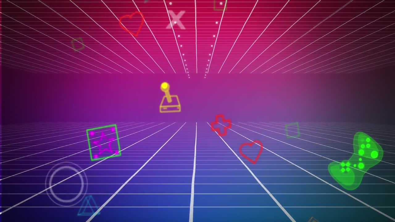 animación de iconos de juegos sobre formas