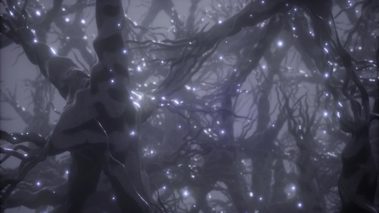 In an enchanting realm delicate neural connections intertwine glowing softly