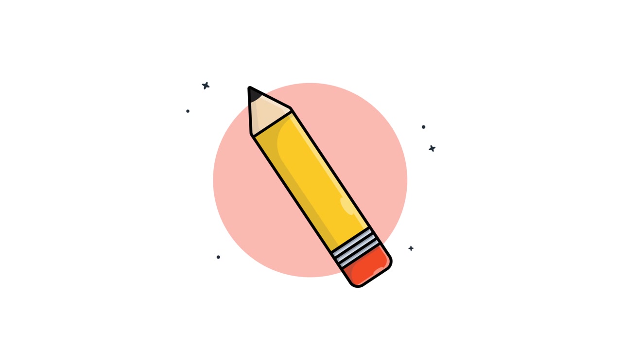 Animated Yellow Pencil with Eraser on Pink Background