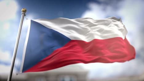 czech republic flag waving slow motion 3d rendering blue sky background - seamless loop 4k