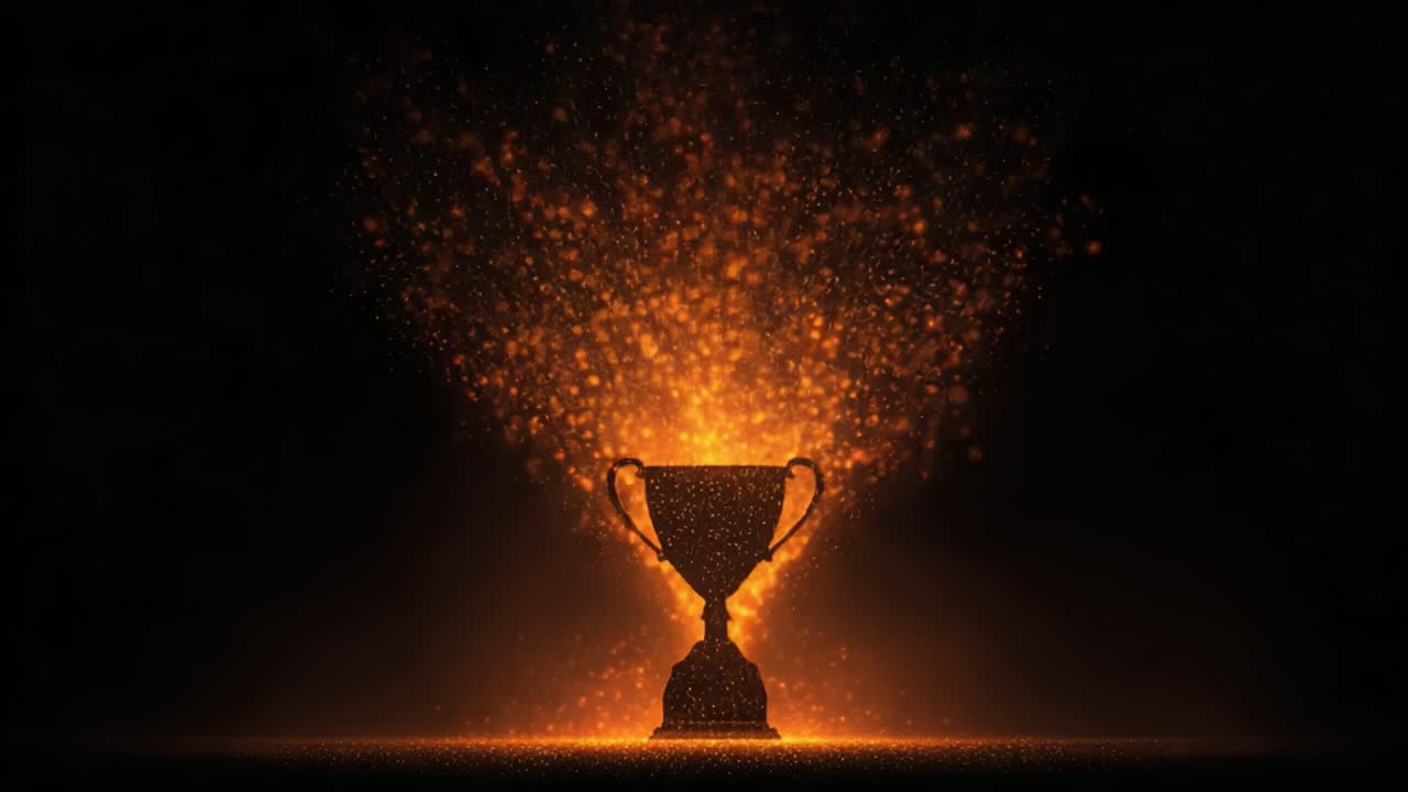 A stunning representation of victory and achievement shines brightly through a golden trophy, radiating a mesmerizing glow that captures the essence of success and celebration
